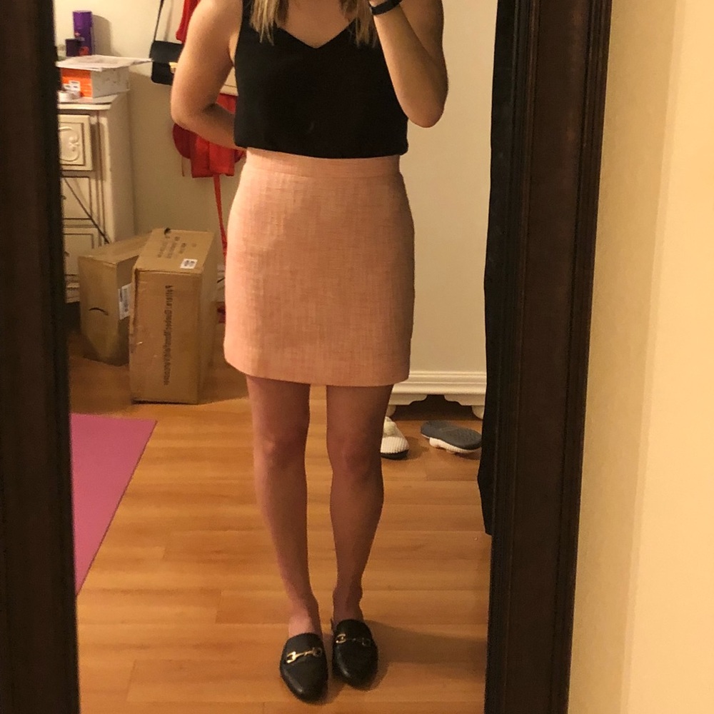 J. Crew Factory Pink Tweed Skirt